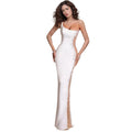 Luxury Dubai-Inspired Royal White Satin Ball Gown High Neck Crystal Appliques Long Sleeves Floral Ruffles Prom Dress MegaBDM