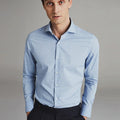 Business and Leisure Solid Color Long Sleeved Shirt Men's Office Dress Cotton Slim Light Blue Shirt