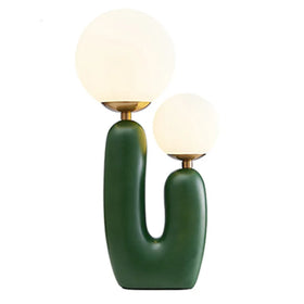 Nordic Modern Art Deco Living Room Bedroom Bedside Hotel Sample Room Personalized Cactus Flower Green Glass Table Lamps