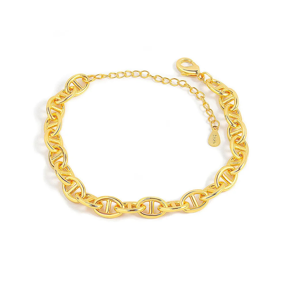 Fashion Cheap Brass Alloy Chunky Thick Chain Bracelet Pig Nose Shape Bracelet Jewelry for Women