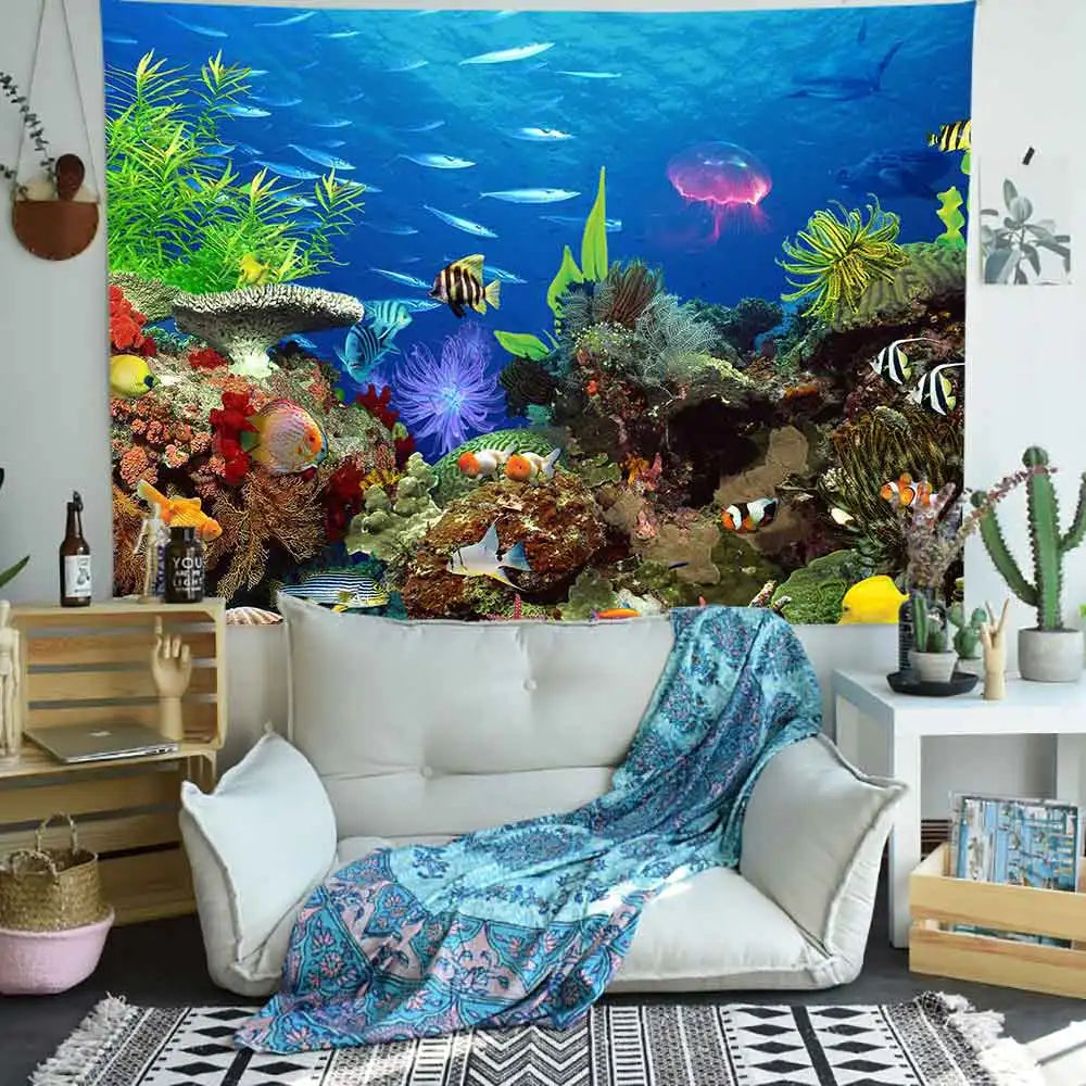 3D Tiger Tapestry Big Wall Hanging Psychedelic Tapestry Rainbow Waterfall Mountain Animal Wall Tapestry Boho Decor Wall Cloth