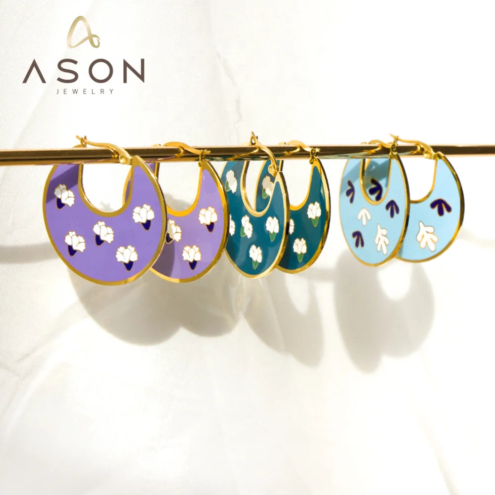 Non-Tarnish Ason Jewelry Wholesale 2022 Hypoallergenic Stainless Steel Hoops Creative 18K Gold Plated Hoop Earrings for Women