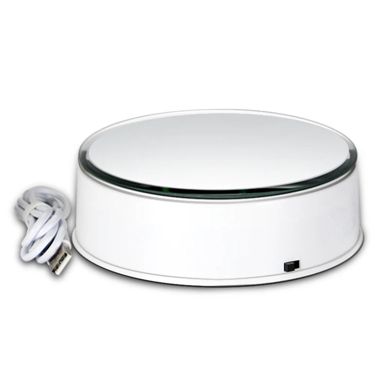 Turntable-BKL 14cm Mirror Glass Top Rotating Rotary Display Stand Turntable Show Holder for Crystal Watch Jewelry Camera