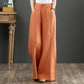 Cotton Linen Women Long Pants High Waist Pocketed Loose Trousers Spring Summer Lady Wide Leg Casual Pants