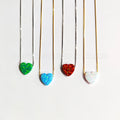 Factory Price 1 Piece 18k Gold Plated Heart Pendant on a Cute Box Chain Opal Heart Necklace for Women's Gifts or Engagements