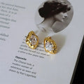 Creative Design Gold Plated Brass Gemstone Earring Female Niche High-Grade Sense Set Diamond Stud Earrings