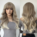 Wigs Wholesale Long Wavy Synthetic Hair Wigs Ombre Light Blonde with Bangs for Black White Women Heat Resistant Fiber Wig