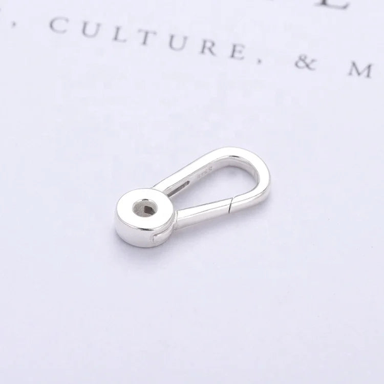 925 Sterling Silver Oval Shape Jewelry Spring Lock Clip Clasp for Bracelet Necklace