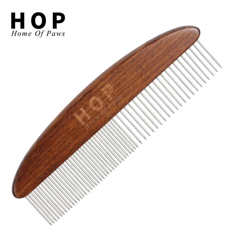 Factory Wholesale Classical Style Wooden Handle Pet Needle Hair Comb Dog Hair Grooming Comb Brush Comb