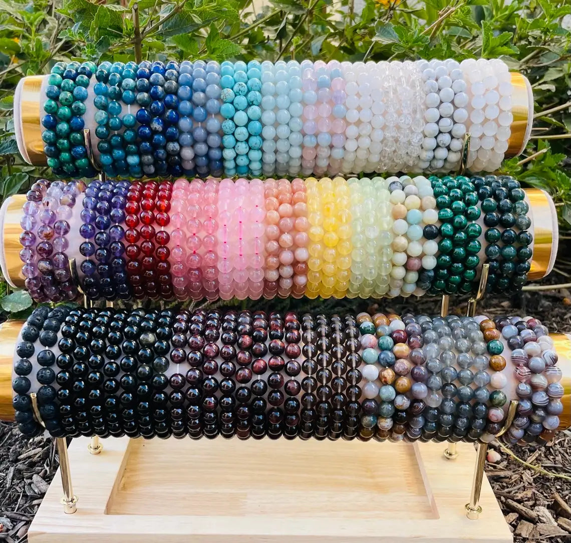 2022 Wholesale Popular Quartz Jade Bracelet Feng Shui Crystal Stone Crazy Agate Gemstone Round Bead Women Bangle Bracelet