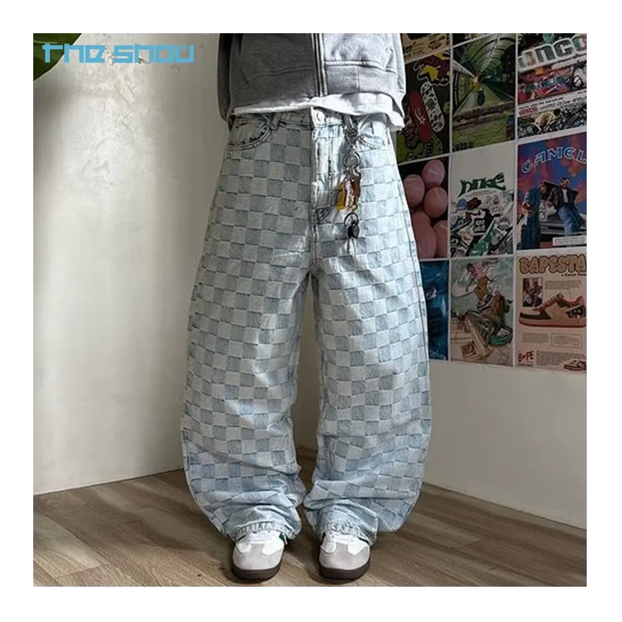 Street and Loose Custom Plus Size Men's Jeans Digital Printed Baggy Denim Jeans Pant for Men Streetwear Baggy Jean