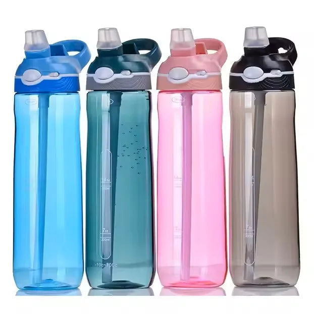 New Design 26/32oz BPA-Free Tritan Plastic Drinkware Kids Flip Top Bottle with Straw for Cold Water