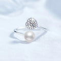 Premium S925 Sterling Silver Elegant Heart-Shaped Freshwater Pearl Ring Adjustable Wholesale Ring