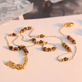 Chris April in Stock Fashion 316L Stainless Steel Amber Color Beads Necklace Gold Beads Satellite Chain