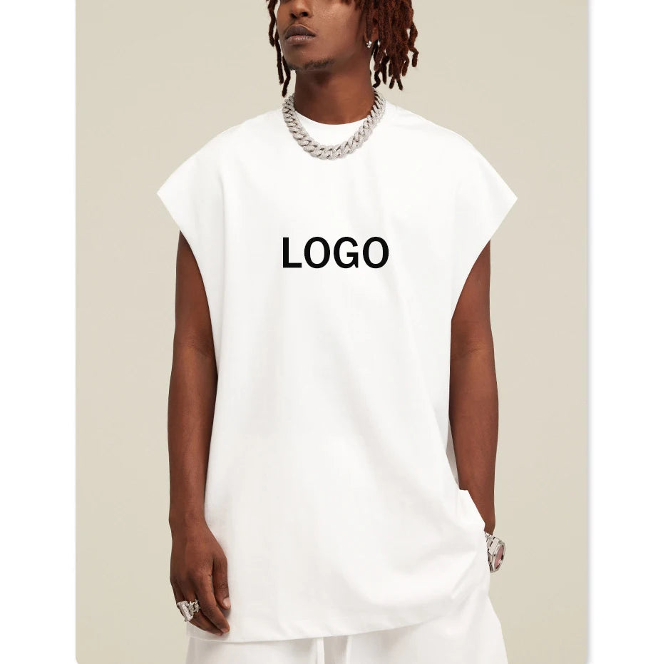 Streetwear Custom Logo Gym Workout Sleeveless Tank Top for Men Polyester/Cotton Quick Dry & Breathable