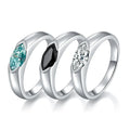 925 Silver Black Moissanite Man Ring 18K White Rhodium Gold 1CT Color Blue Marquise Cut Plated Ring