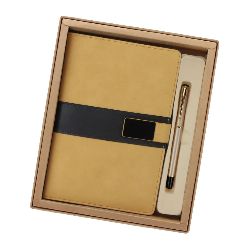 Customize Logo Corporate Giveaway Gift Sets A5 PU Hard Cover Dairy Notebook and Pen Gift Set Merchandise Promotional Gift