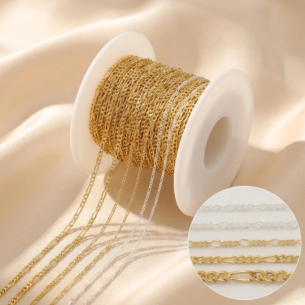 GP US 1.3mm 1.5mm 2.4mm Figaro Chain 14/20 14k Gold Filled US Silver 925 Chain Bulk Permanent Jewelry Chains Making 4016424