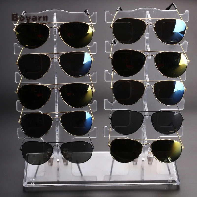 Boyarn 10 Pairs Eyewear Floor Standing Display Acrylic Retail Sunglasses Rack Stand