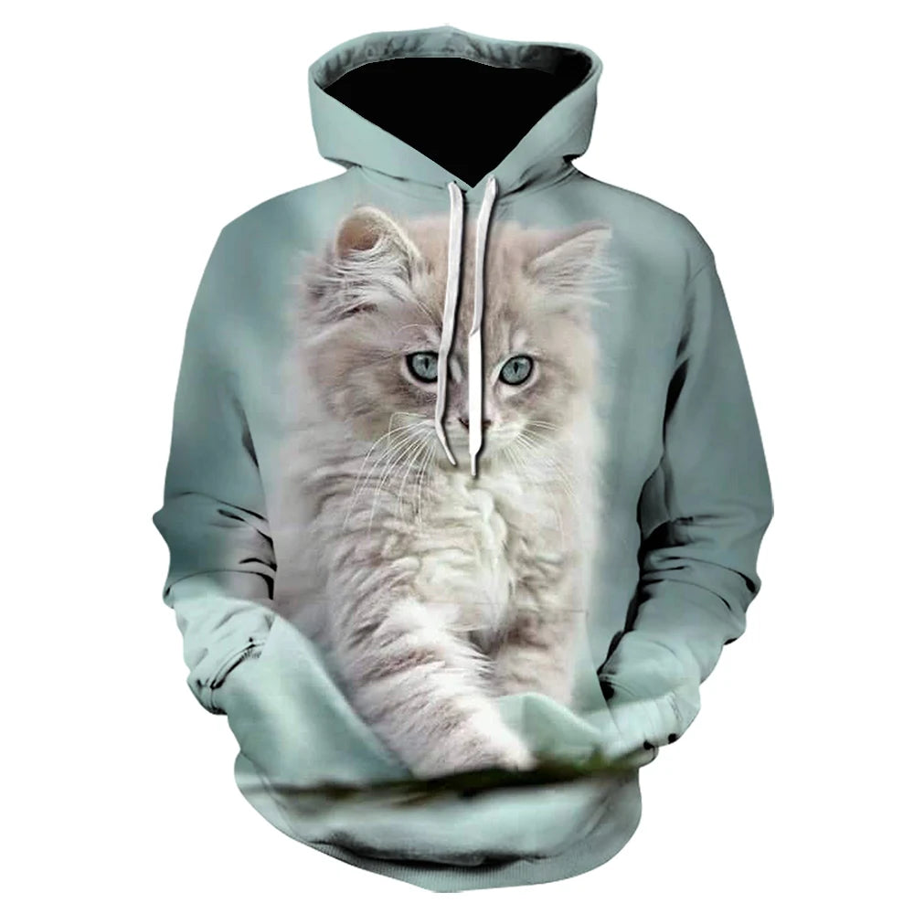 Fitspi Wholesale 3d Printed Hoodies Women Sweatshirts Autumn Long Sleeve Harajuku Hoodie Animal Cute Cat Pullover Dropshipping