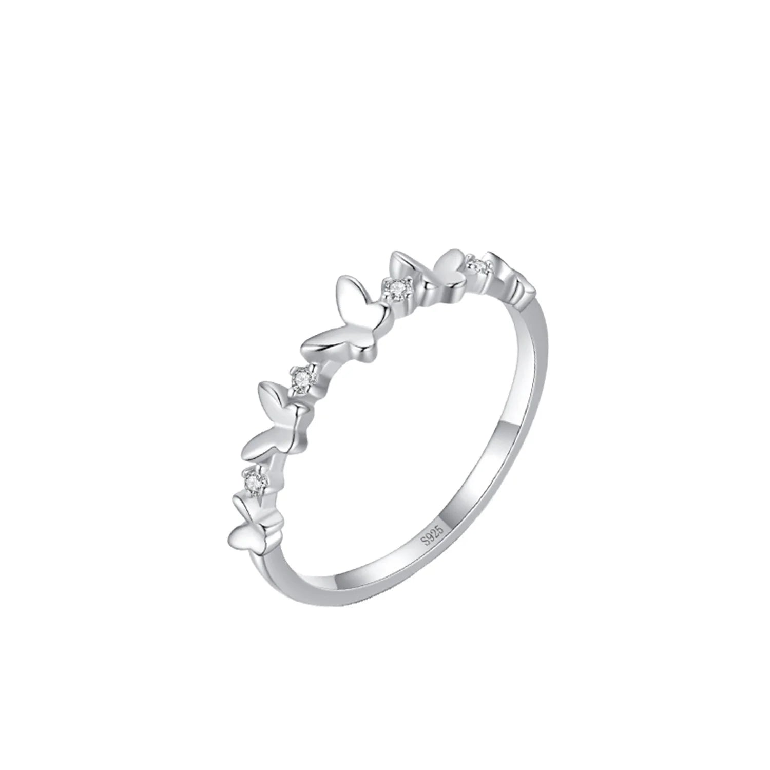 FUAMAY Adjustable S925 925 Sterling Silver Dainty Butterfly Engagement Ring for Women Classic Wedding and Party Accessory