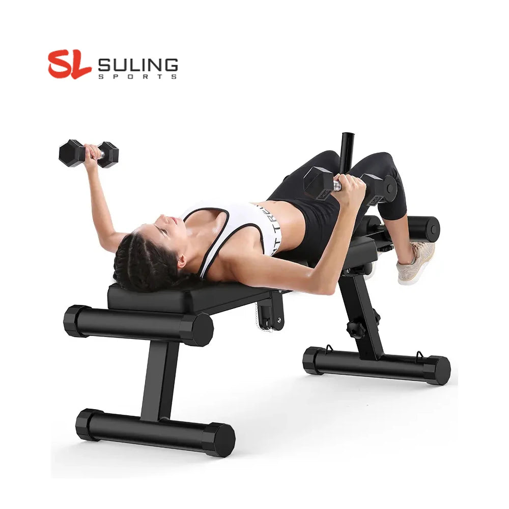 Gym Fitness Equipment Adjustable Dumbbell Sit up Bench Muscle Exercise Ab Chair Foldable Exercise Supine Board