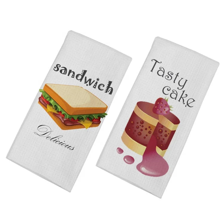 Water Absorbent White Waffle Weave Microfiber Kitchen Cleaning Dish Tea Towel for Sublimation
