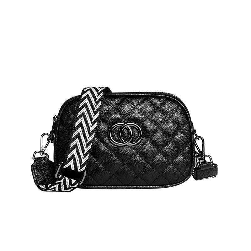 MIYIN diamond lattice zipper crossbody sling bag three-layer large-capacity shoulder bag casual leather women crossbody bags