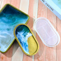DM081 Thicken DIY Shiny Oval Flat Bottom Rolling Silicone Tray Mold Plate Dish Geometric Shape Storage Resin Molds Tray