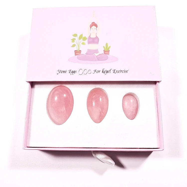 2026 Gemstones Factory Hot Sale Jade Yoni Eggs Stick 3 Pcs Drilled Natural Quartz Crystal Jade Eggs Massage Stone for New Sale