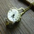Wholesale Antique Quartz Stainless Steel Roman Pocket Watches Small Size Crystal Ball Back Cover Bronze Dia 27MM