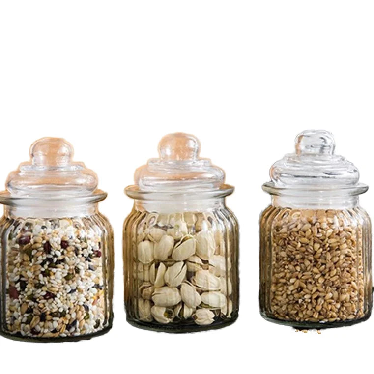 Transparent Kitchen Glass Storage Bottle Sealed Jar for Seasoning Grain Tea Jam Food & Beverage Storage