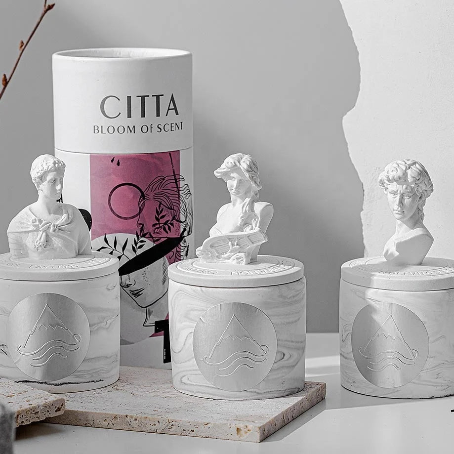 Customized 12 oz Vintage Plaster Cast Handmade Soy Wax Premium Ambiance Fragrance Aromatherapy Scented Candles Home Decoration