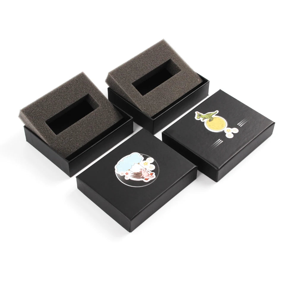 Yilucai Matte Black Foam Custom Logo USB Flash Disk Packaging Rigid Cardboard Key Chain Gift Box With Lid