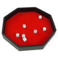 Professional Custom logo Pu Dice Tray Octagonal Black Leather Dice Rolling Trays Red Velvet for Shake the Elbows