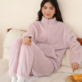 Autumn and Winter Zipper Cardigan Outerwear Pajamas Double Velvet Warm Home Clothes Set