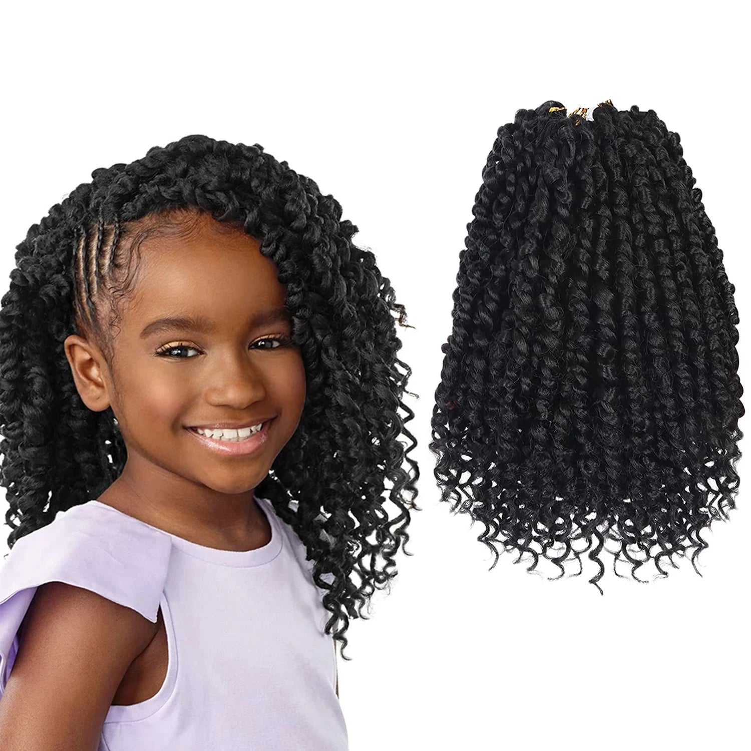 10" Passion Twist Crochet Hair Pre Looped Passion Twist Hair Pre-Twisted Short Braiding Twist Crochet Hair for Women and Kids