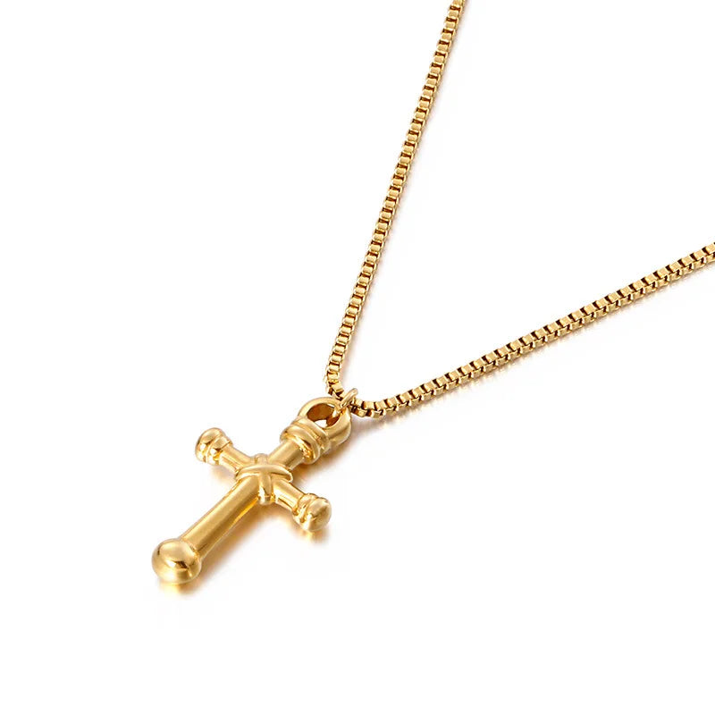 Personalized Minimalist Stainless Steel Pendant Jewelry Box Chain Women Cross Fine Necklace