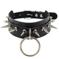 Fashion Punk Rock Gothic Statement Big O-Round PU Leather Spike Harajuku Rivet Choker Collar Necklace for Women