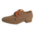 Men's Suede Ballroom Dance Shoes Flats Modern Dance Shoes Light Brown Indoor Party Wedding Dance Shoes 2.5CM Heel