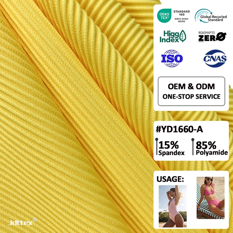 Ottoman Design Swimsuit High Stretch Seamless Tricot Knitting Swimming Wear Spandex Nylon Fabric for Bras and Shorts Wholesale