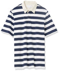 Factory Customize 100% Cotton Short Sleeve Stripes Embroidery Logo Rugby Jersey