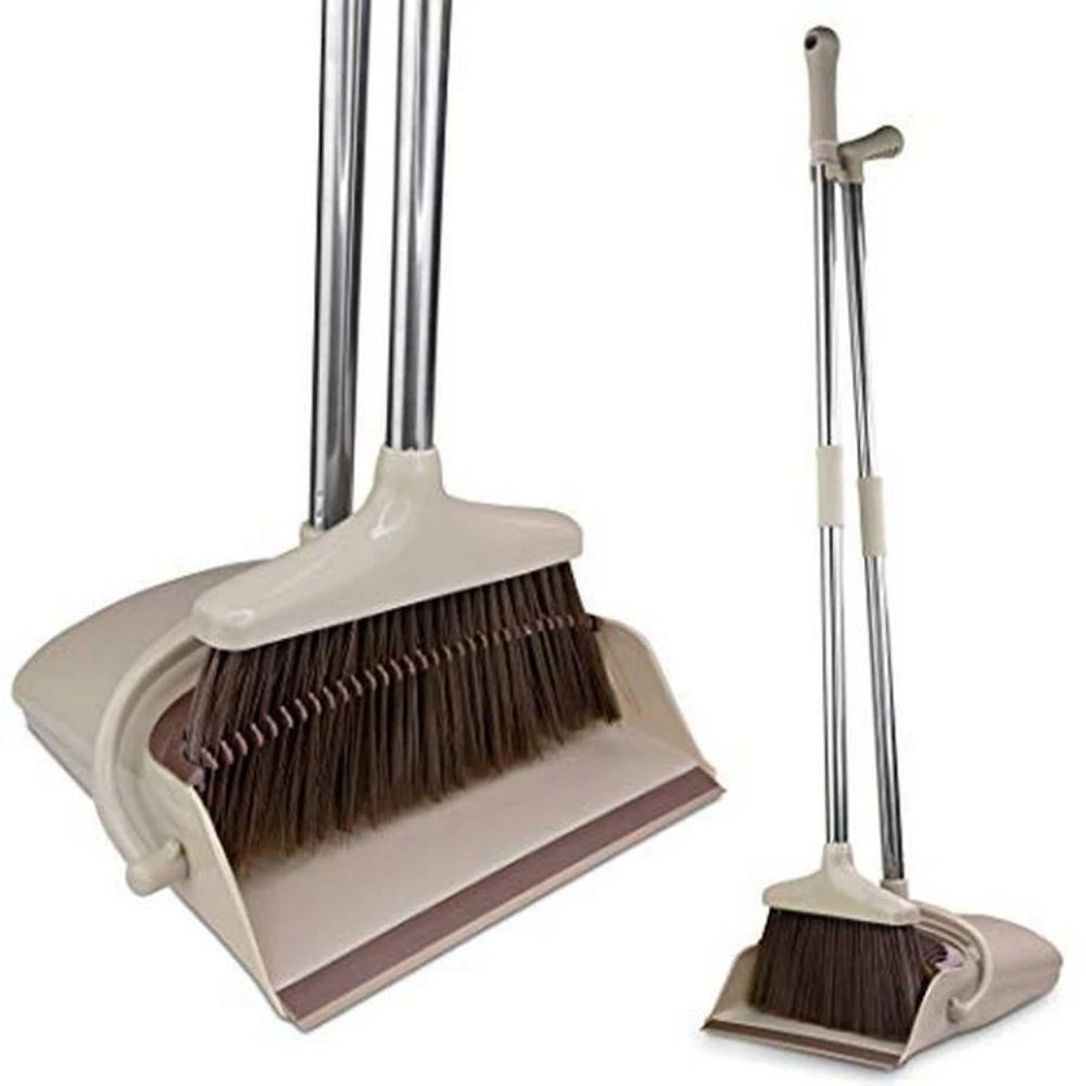 DOOSO Portable Extendable Broom and Dustpan Set for Home Kitchen Heavy Duty Broom With Dustpan