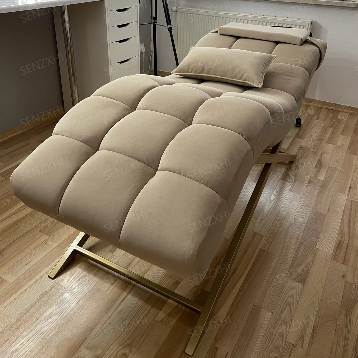 New Popular Design Beauty Salon Green Eyelash Facial Bed Modern Curved Saloon Cosmetic Lash Bed for Sale