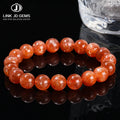JD Genuine Gemstone Labradorite Elastic Bangles 6A Quality Natural Gold Color Flash Shiny Sunstone Bead Unisex Classic Bracelet