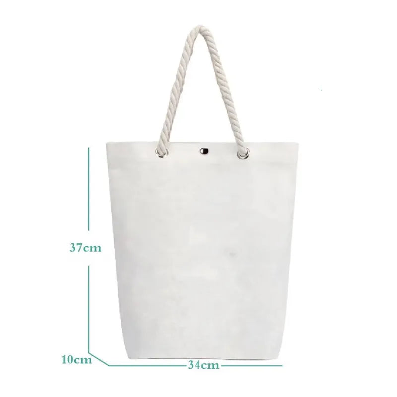 Blank White Sublimation Bag Vertical Style Polyester Cotton Beach Canvas Shopping Bag Women Bags 2023 New Design