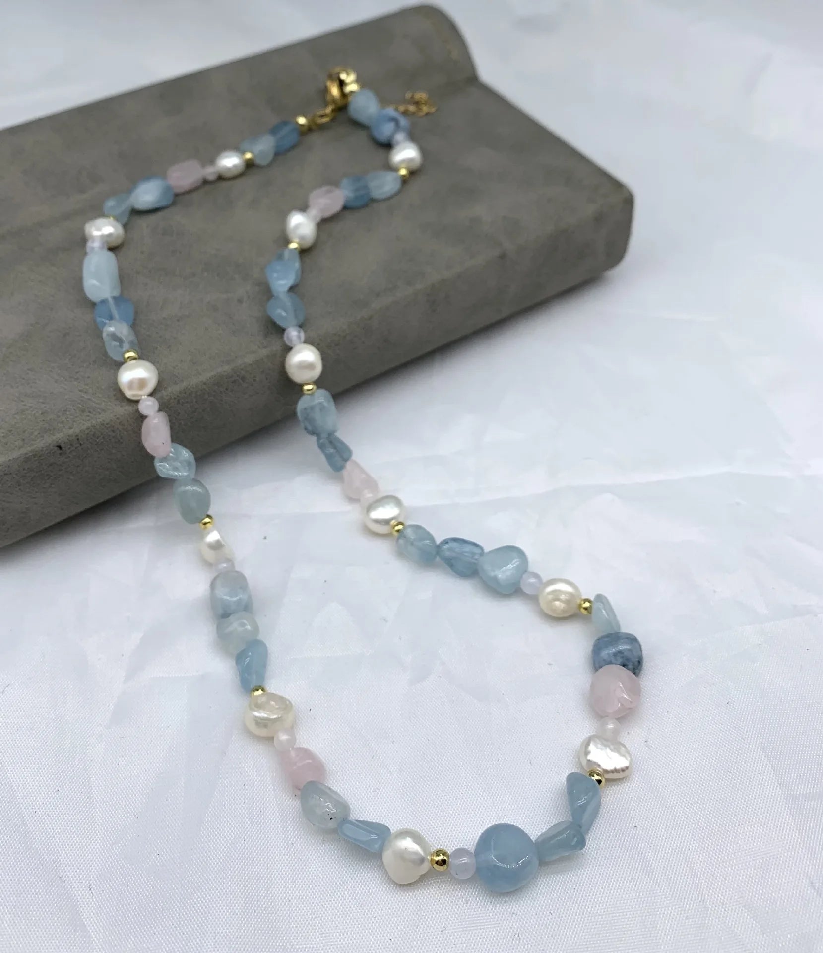 Colorful Emerlaid Beads Macrame Birth Natural Amethyst Necklace Trendy Stainless Steel Jewelry