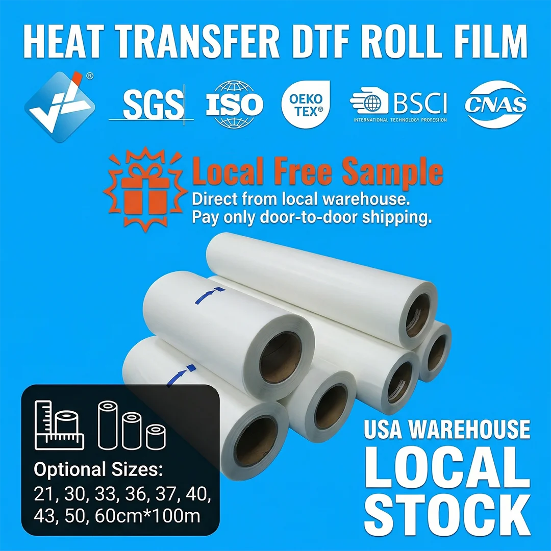 Hunan Jinlong DTF Film 37cm 40cm 42cm 45cm Heat Transfer Film Hot Peel Cold Peel Single Double Side DTF Roll 37 Hot