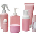 Custom Eco Friendly 400ml PET Cosmetics Containers Packaging Set Customized Pink Skin Care Cream Tube Jar Foam Pump Screw Cap