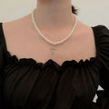 Creative Fashion Simple Design Handmade Pearl Beaded Chain Cross Pendant Necklace for Women Men
